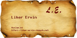Liker Ervin névjegykártya